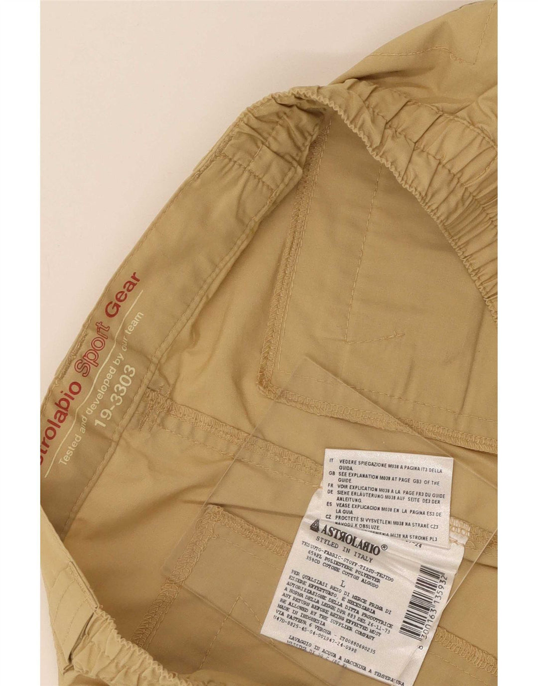 Pantaloncini chino da uomo Astrolabio grandi W34 poliestere beige