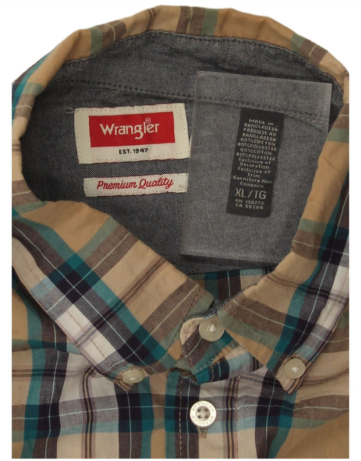 Camicia a maniche corte da uomo Wrangler XL in cotone a quadri beige
