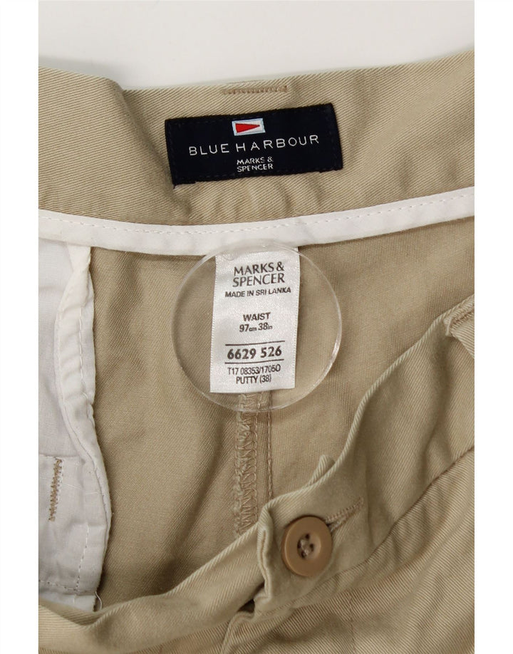 MARKS & SPENCER Pantaloncini cargo da uomo Blue Harbour W38 XL Cotone beige