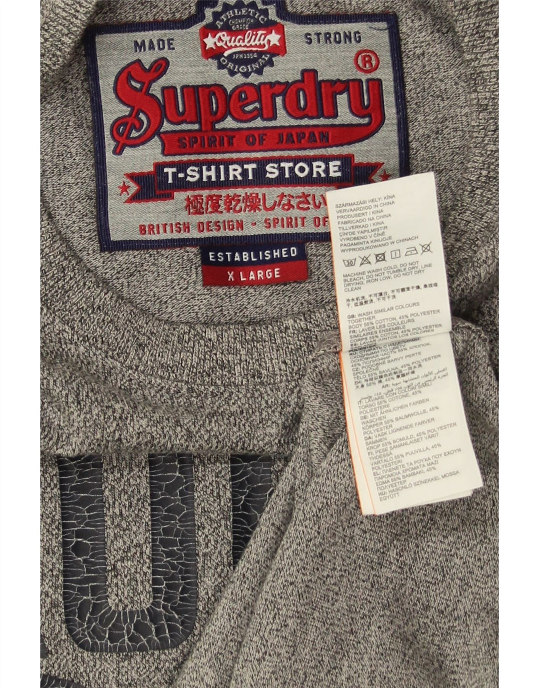 T-shirt da uomo Superdry XL grigia chiazzata