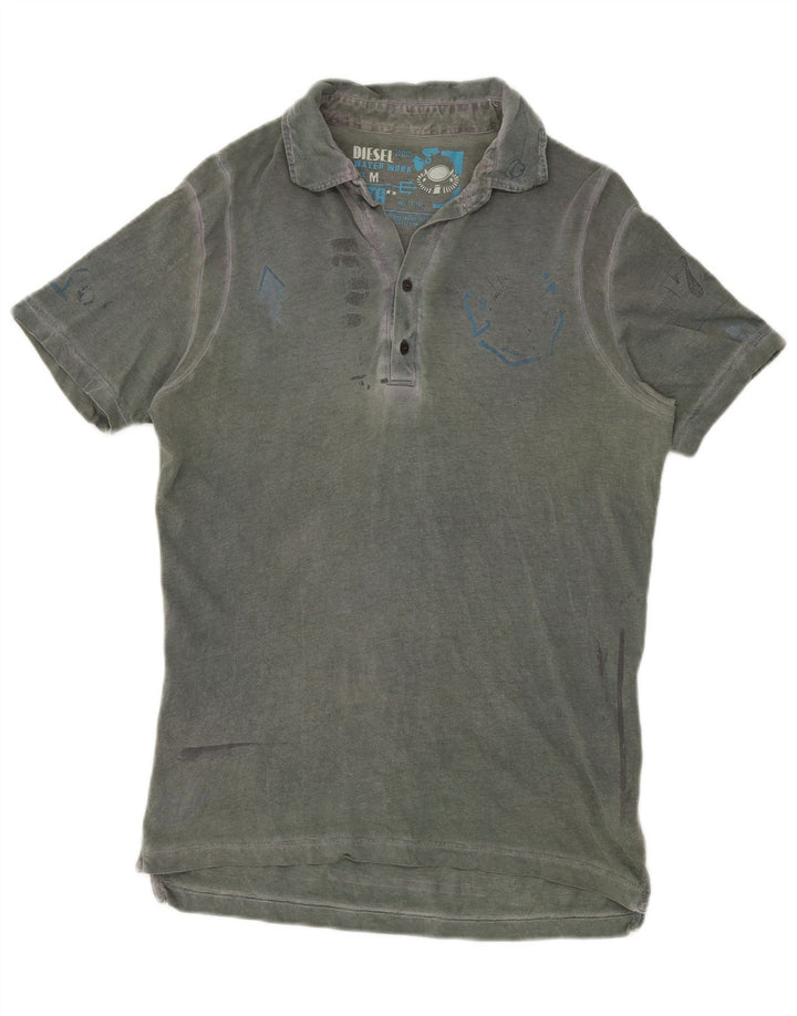 Polo grafica da uomo Diesel in cotone verde medio