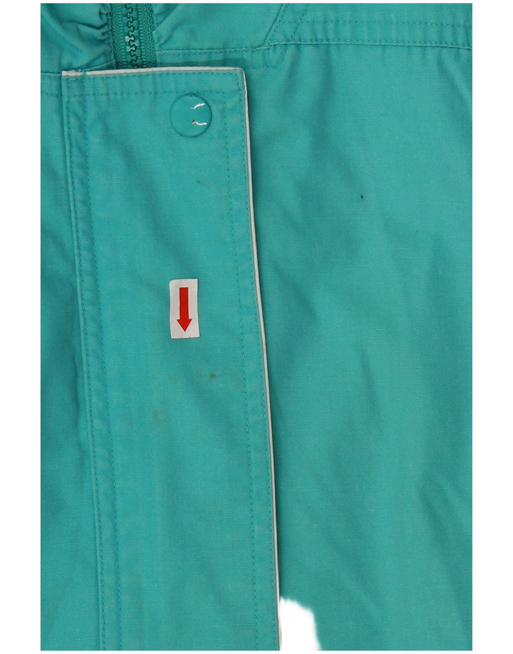 VINTAGE Womens Windbreaker Coat UK 14 Medium Turquoise Colourblock