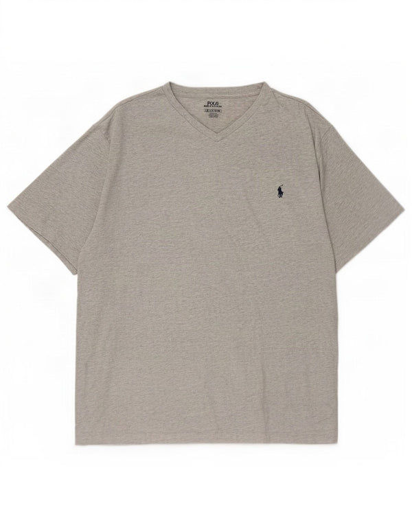Polo Ralph Lauren T-shirt da uomo Top XL in cotone chiazzato grigio