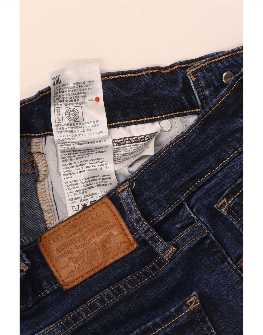 Jeans dritti a vita alta Levi's 724 da donna W25 L30 poliestere blu navy