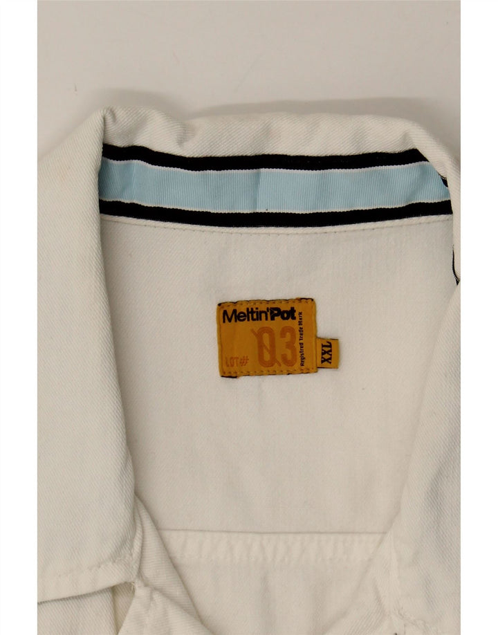 MELTIN' POT Mens Denim Jacket UK 44 2XL White Cotton Vintage Meltin' Pot and Second-Hand Meltin' Pot from Messina Hembry 