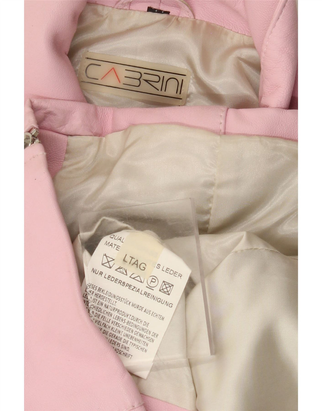 CABRINI Giacca in pelle da donna UK 16 Grande in pelle rosa