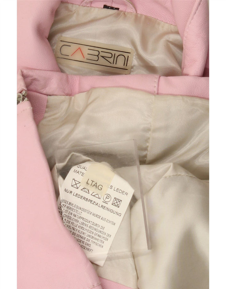 CABRINI Giacca in pelle da donna UK 16 Grande in pelle rosa