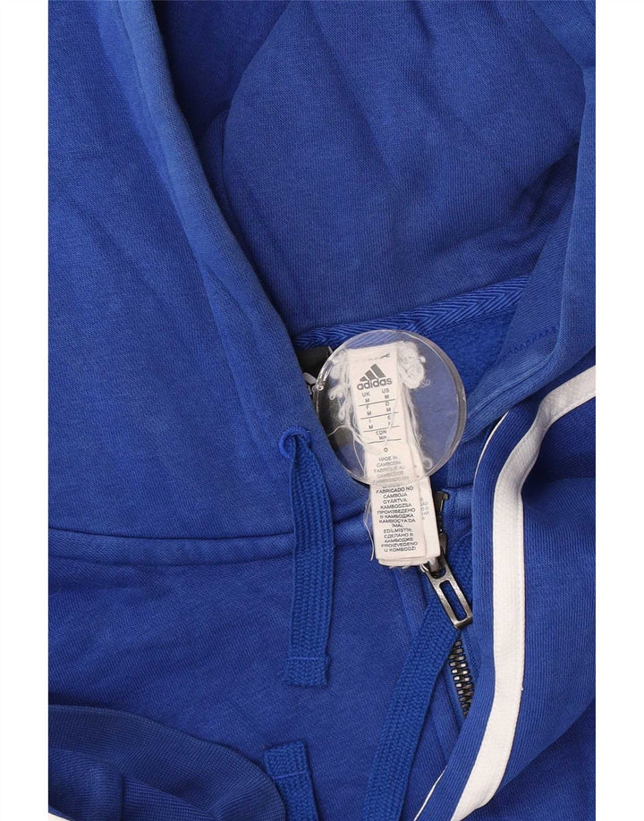 Maglione con cappuccio e zip da uomo Adidas in cotone blu medio