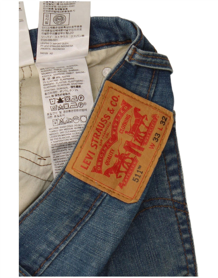 Levi's Uomo 511 Slim Jeans W33 L32 Cotone Blu