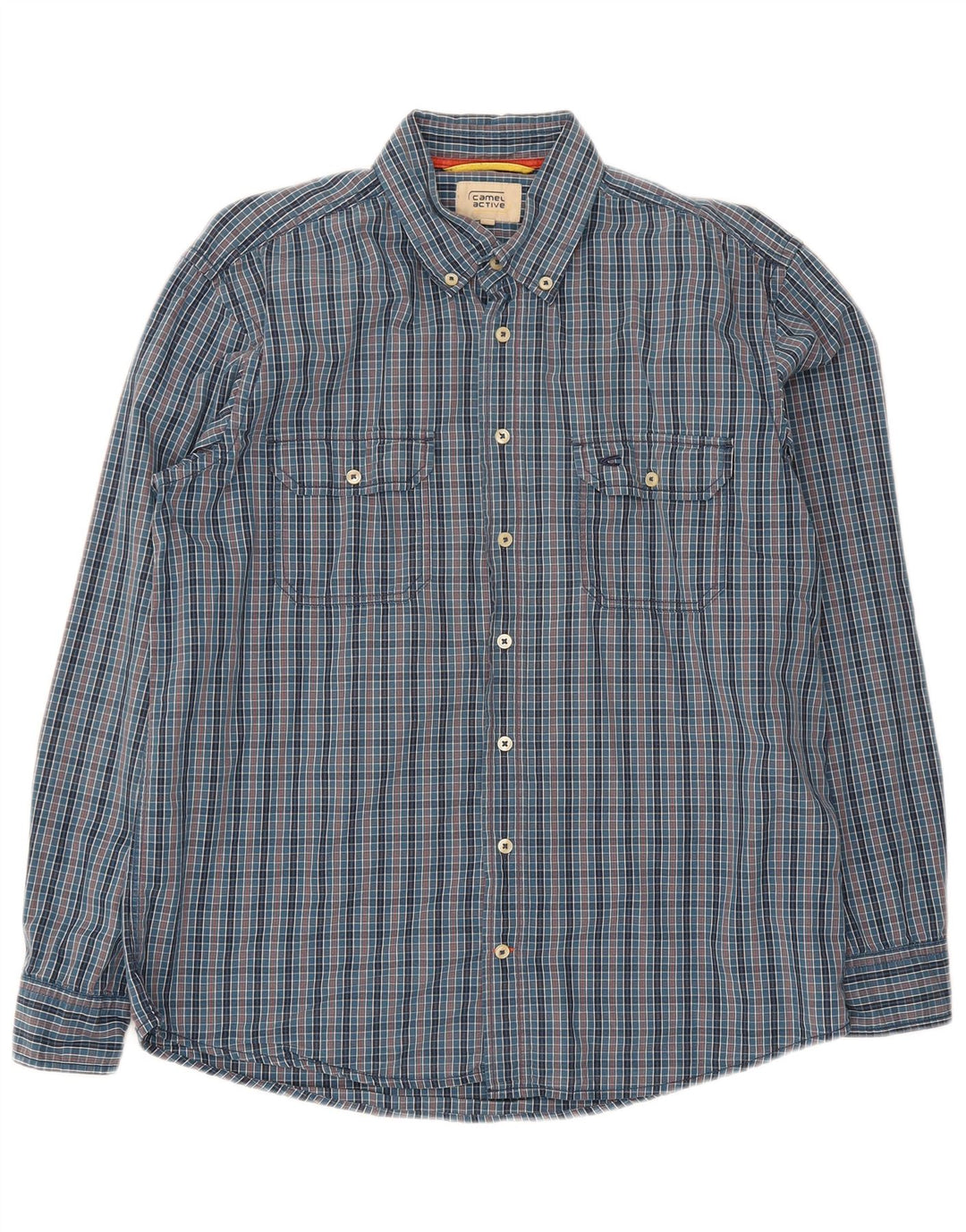 Camicia da uomo Camel Active Large in cotone a quadretti blu navy