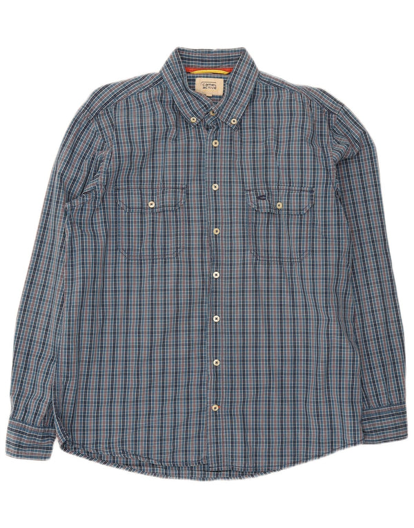 Camicia da uomo Camel Active Large in cotone a quadretti blu navy