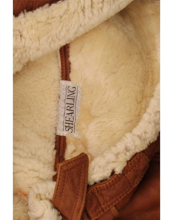 Giacca in shearling da uomo vintage UK 40 Large Marrone