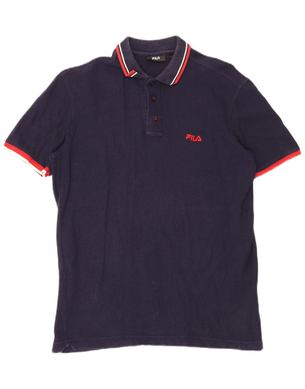 Polo da uomo FILA in cotone medio blu navy