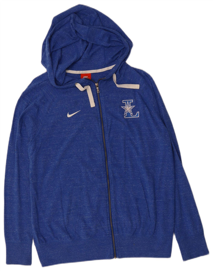 NIKE Womens Zip Hoodie Sweater UK 18 XL Blue Flecked Polyester