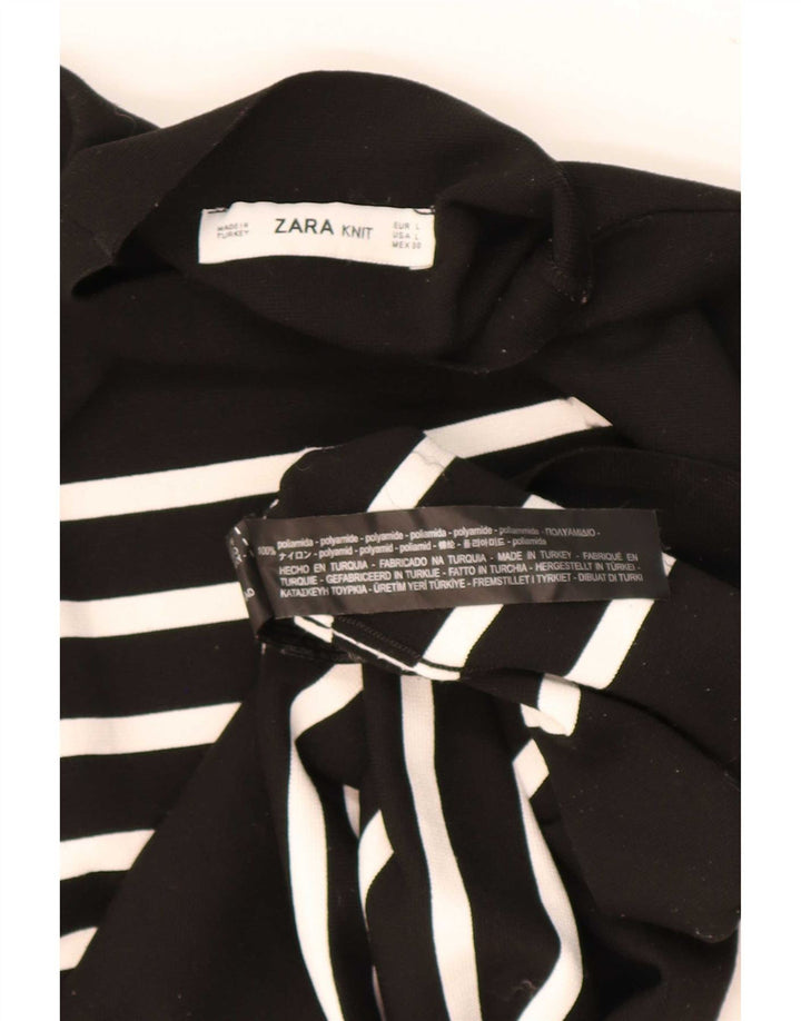 Top Zara da donna a maniche lunghe UK 14 Large in poliammide a righe nere