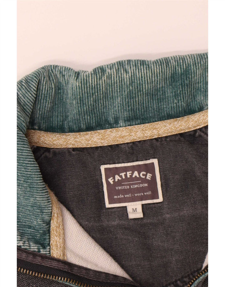 Felpa da uomo con collo con zip Fat Face Maglione in cotone grigio medio