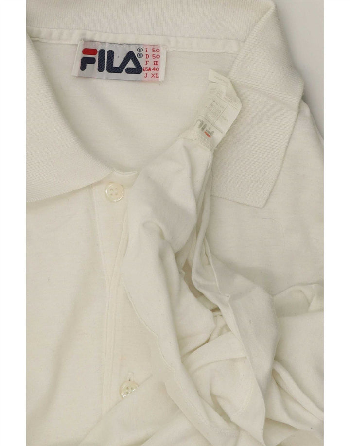 Polo grafica da uomo Fila IT 50 cotone color block bianco medio