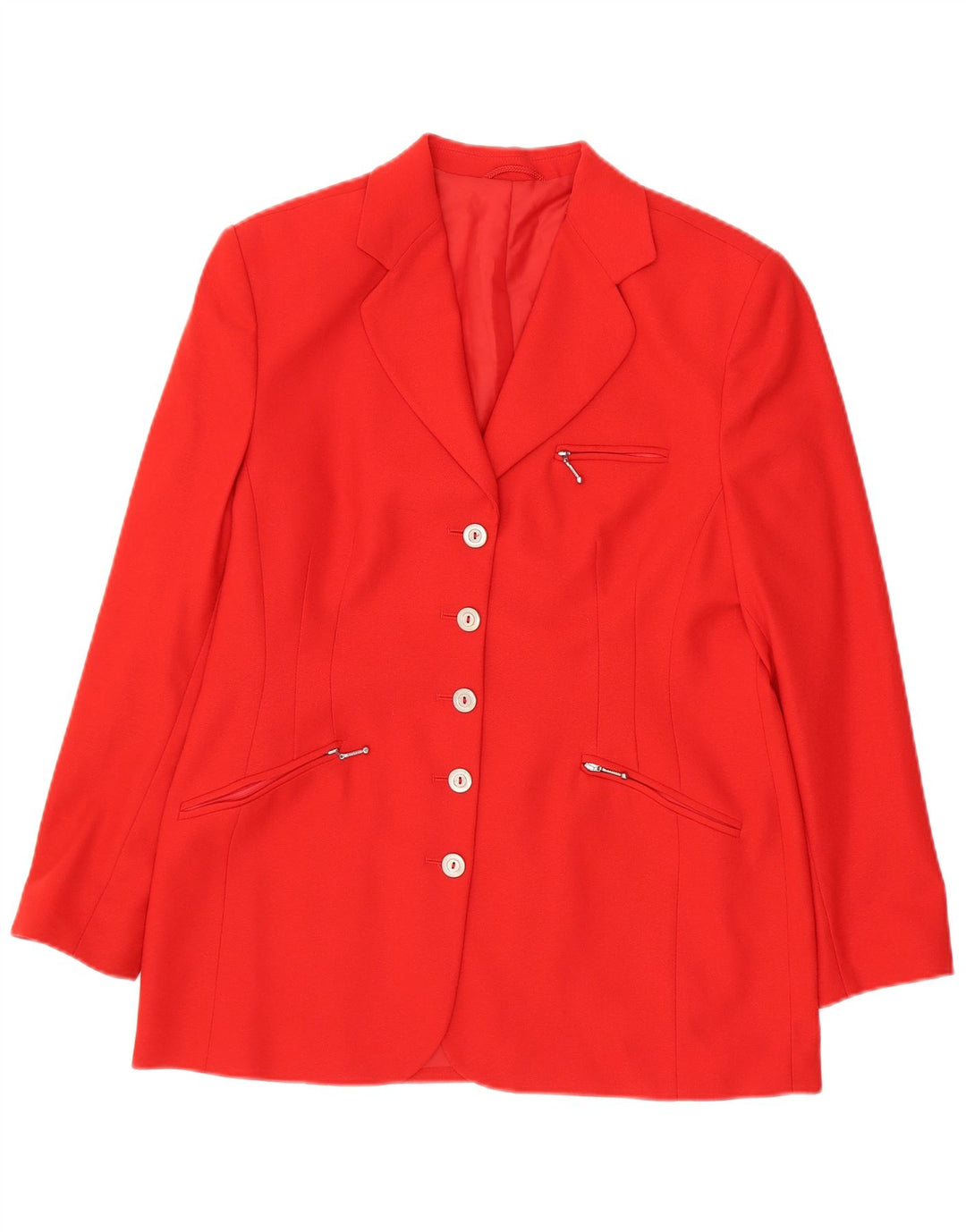 VINTAGE Womens 5 Button Blazer Jacket UK 14 Large  Red Viscose