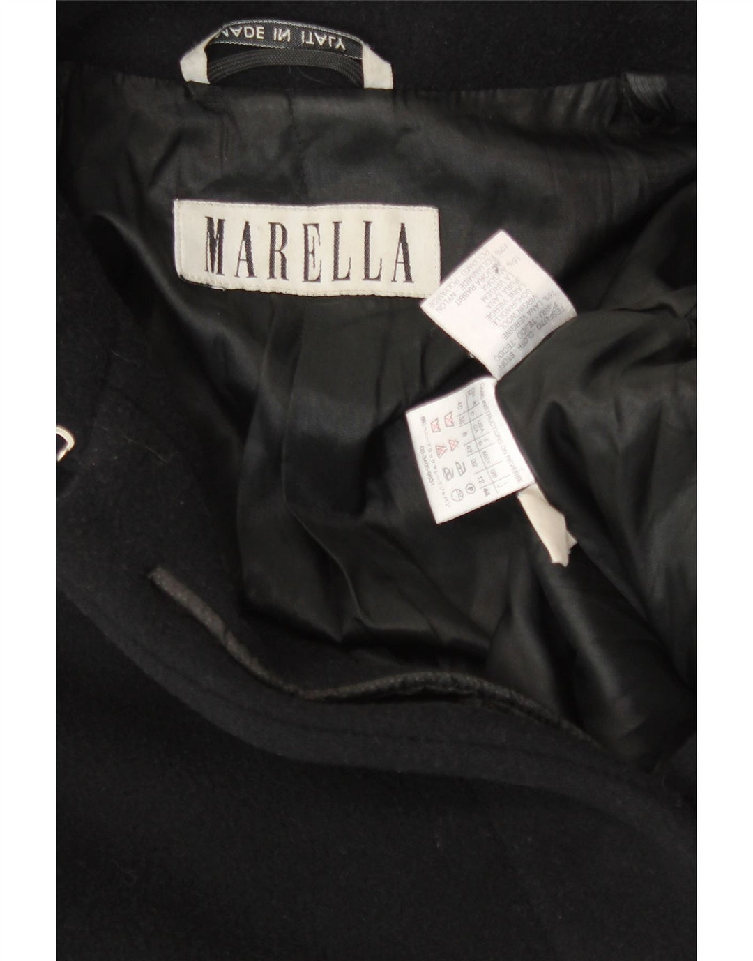 Cappotto da donna Marella UK 12 Lana vergine nera media
