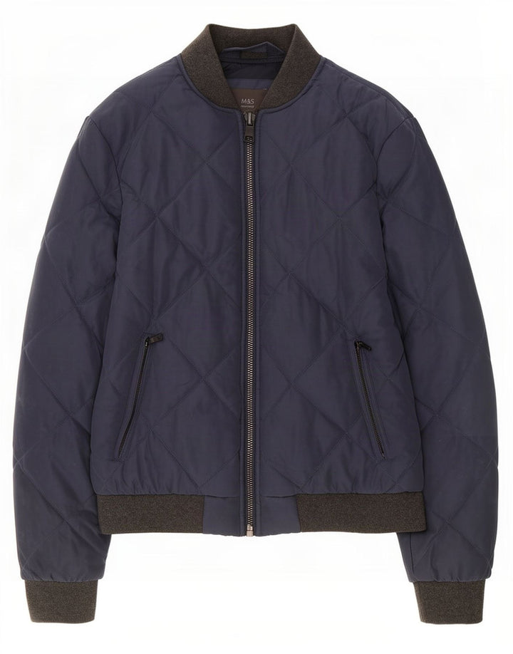 Giubbotto bomber trapuntato da uomo Marks & Spencer UK 38 poliestere medio blu navy