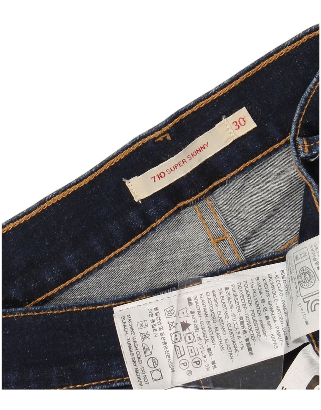 LEVI'S Jeans da donna 710 super skinny W30 L32 cotone blu navy