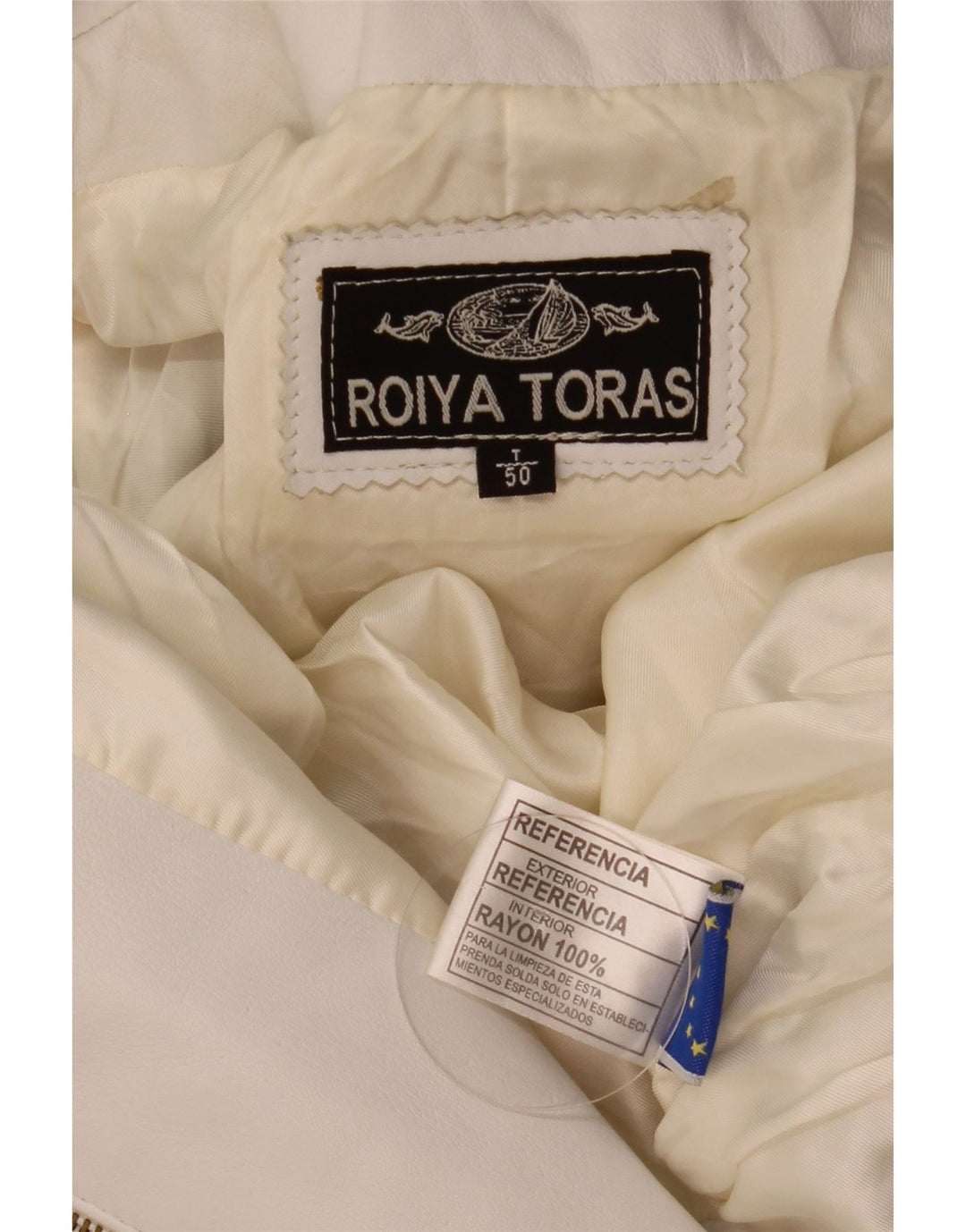 Giacca in pelle vintage da donna IT 50 XL bianca