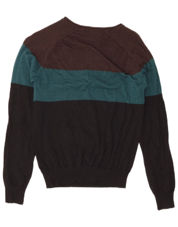Maglione Zara da uomo con scollo a barchetta in lana color block medio multicolore