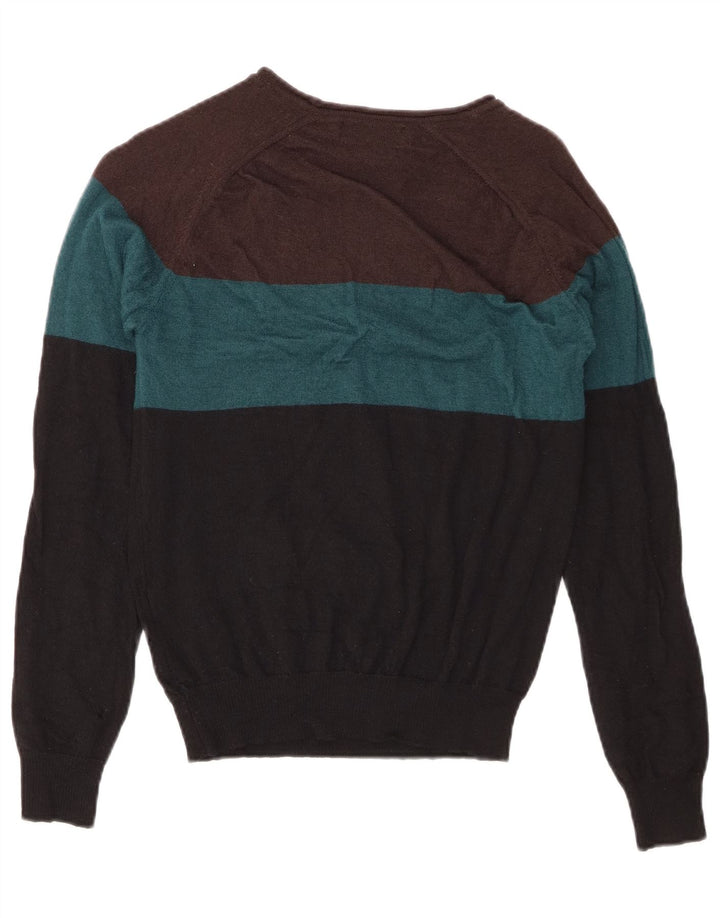 Maglione Zara da uomo con scollo a barchetta in lana color block medio multicolore