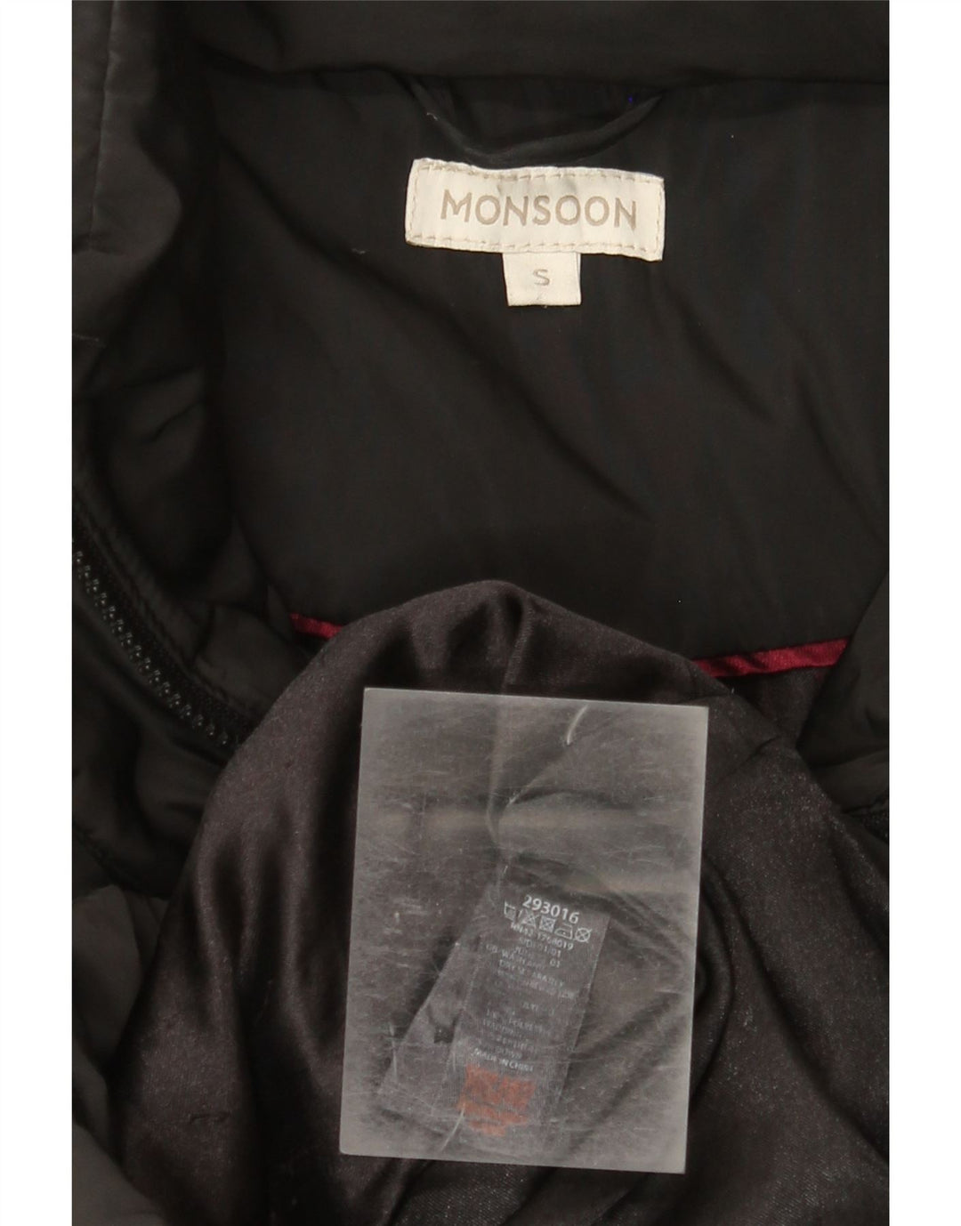 Cappotto imbottito lungo da donna Monsoon UK 10 piccolo poliestere nero