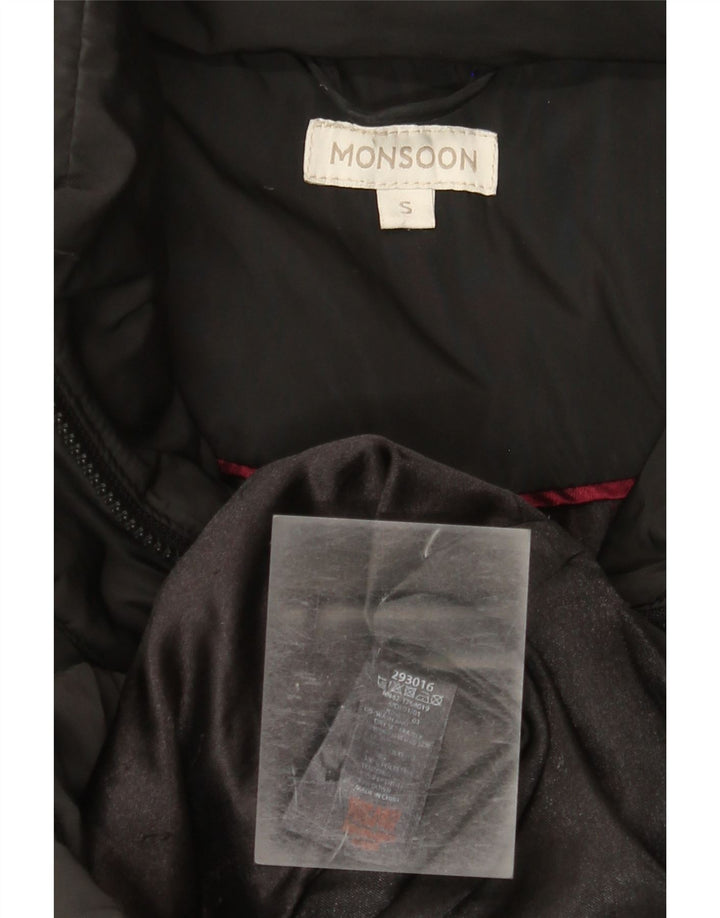 Cappotto imbottito lungo da donna Monsoon UK 10 piccolo poliestere nero
