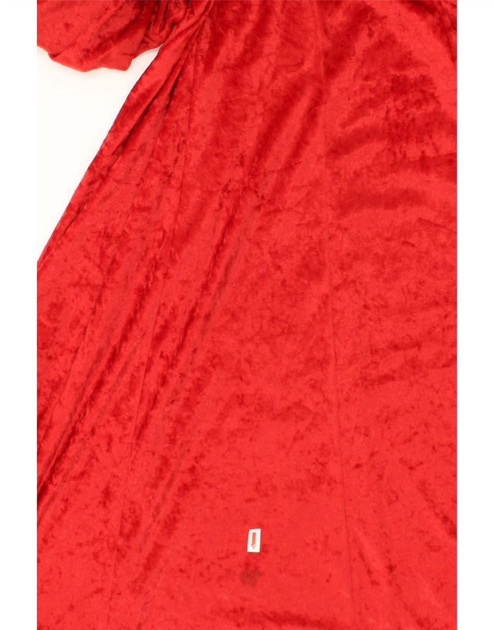 VINTAGE Womens Long Sleeve Maxi Dress UK 12 Medium Red Acetate Vintage Vintage and Second-Hand Vintage from Messina Hembry 