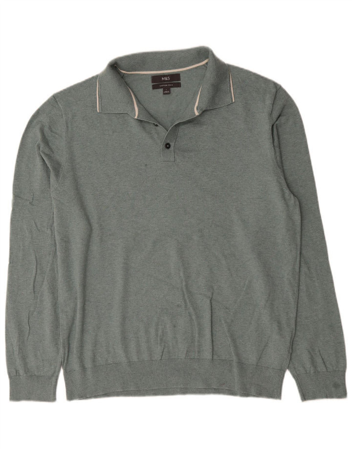 Maglione da uomo Marks & Spencer con collo alto, grande cotone verde
