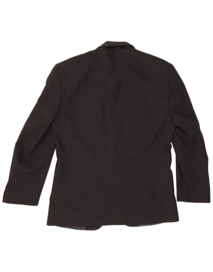 Giacca blazer vintage da uomo a 1 bottone IT 48 media nera in lana vergine classica