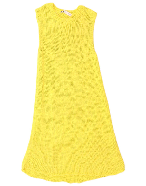 Abito maglione in maglia senza maniche da donna Zara UK 10 piccolo in cotone giallo