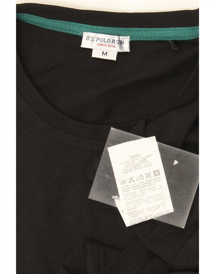 Polo Assn. degli Stati Uniti Top grafico da uomo a maniche lunghe in cotone nero medio