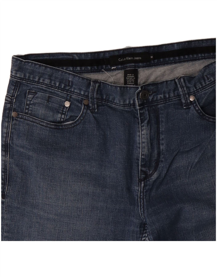 CALVIN KLEIN Jeans dritti da uomo W34 L30 Blu Cotone