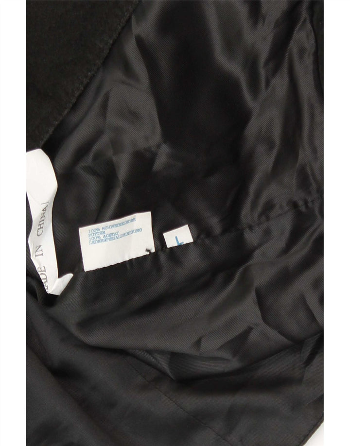 Gilet vintage da uomo in pelle scamosciata grande in pelle nera