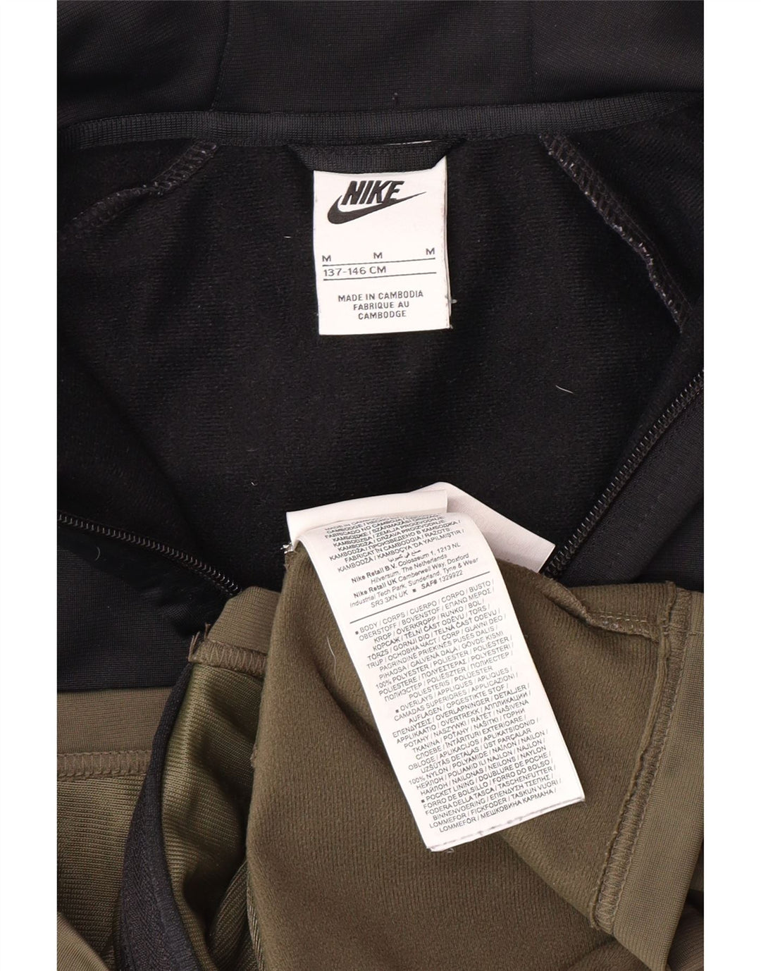 Felpa con cappuccio e zip per ragazze NIKE 10-11 anni color block medio kaki