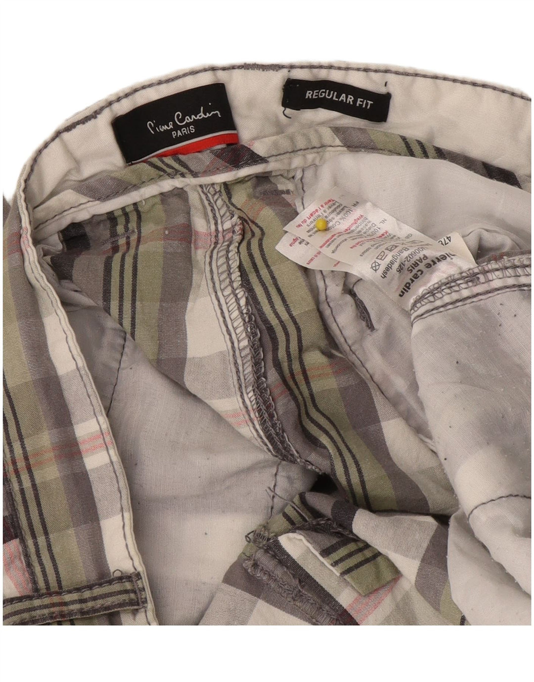 Pantaloncini chino da uomo dalla vestibilità regolare Pierre Cardin W34 grandi quadri multicolori