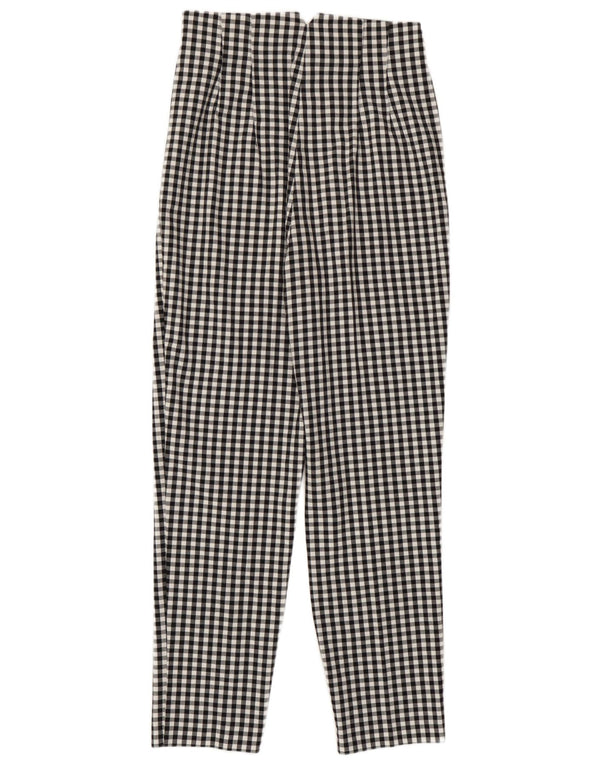Pantaloni casual affusolati a vita alta da donna Zara piccoli W26 L27 a quadretti neri