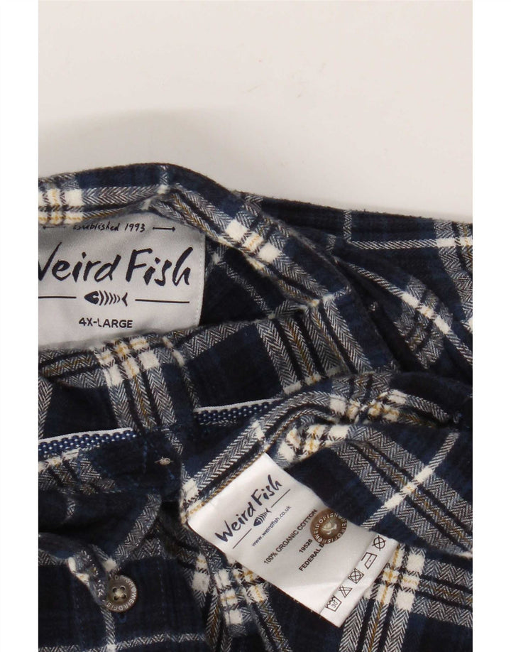 Camicia in flanella da uomo Weird Fish 4XL Cotone a quadri blu navy