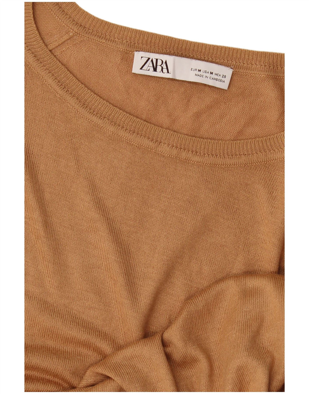 Maglione maglione con scollo a barca da donna Zara UK 14 Beige medio