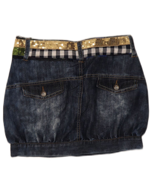 Desigual Mini Gonna di Jeans per Ragazze 11-12 Anni W26 Blu Navy Colourblock