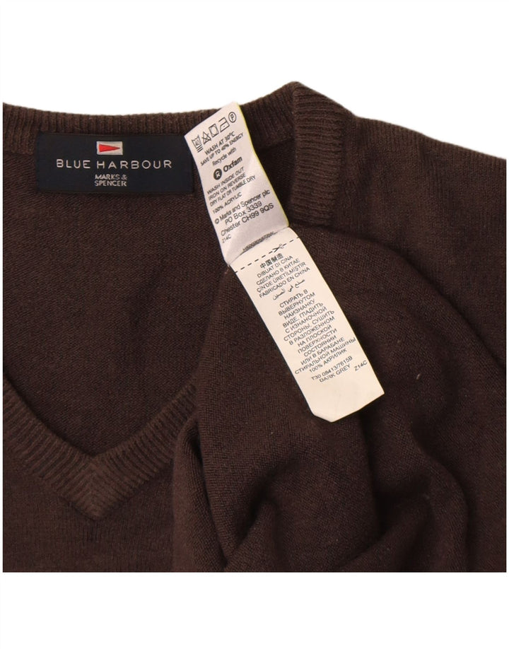 Maglione da uomo con scollo a V blu Harbour Marks & Spencer marrone medio