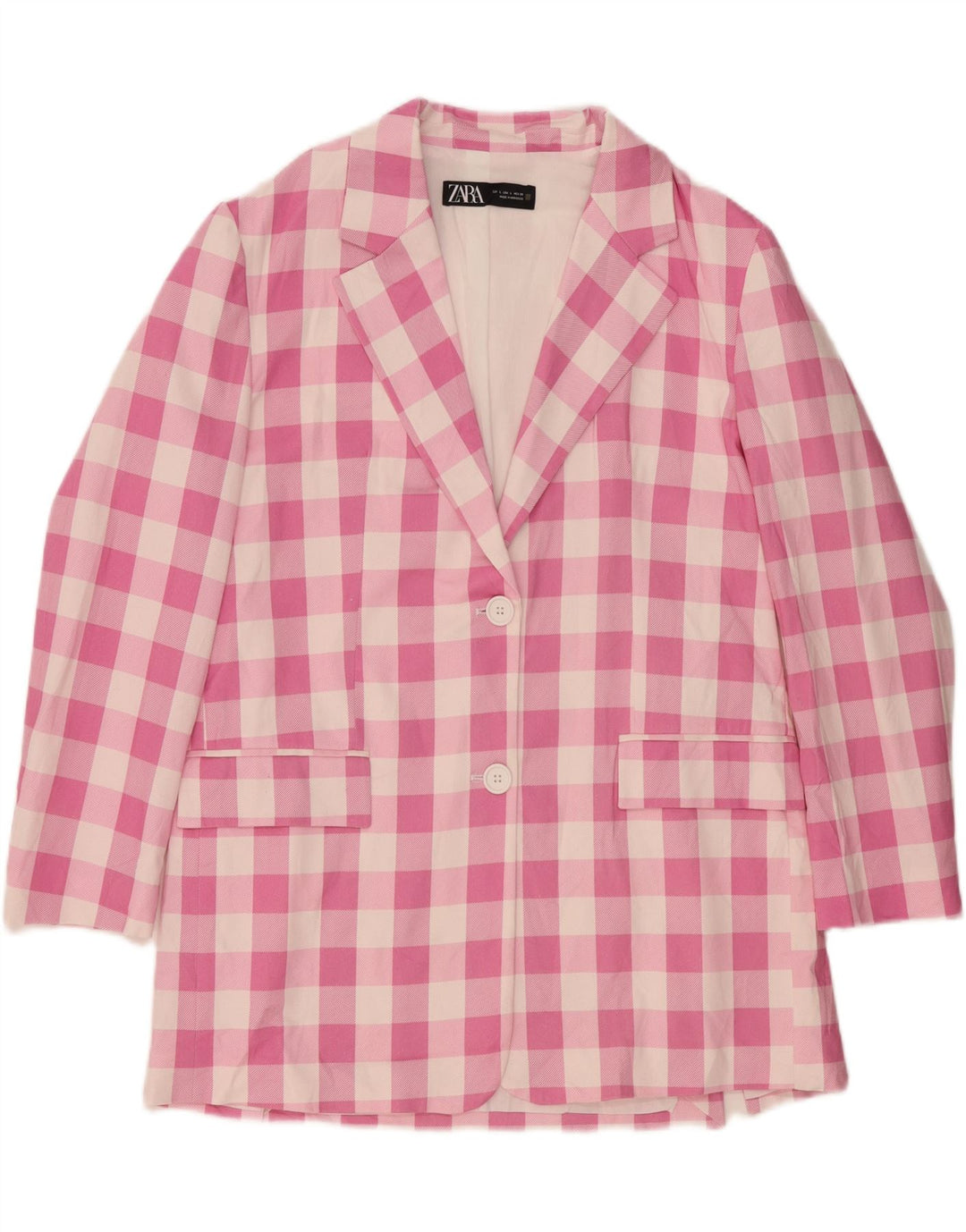 Giacca Blazer a 2 Bottoni ZARA da Donna UK 16 Large Pink Gingham