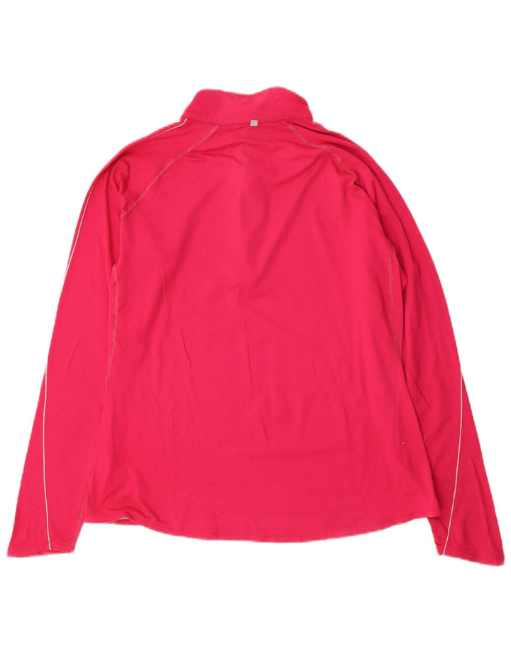 Nike Donna Dri Fit Zip Collo Pullover Tuta Top UK 16 Large Rosa Nylon