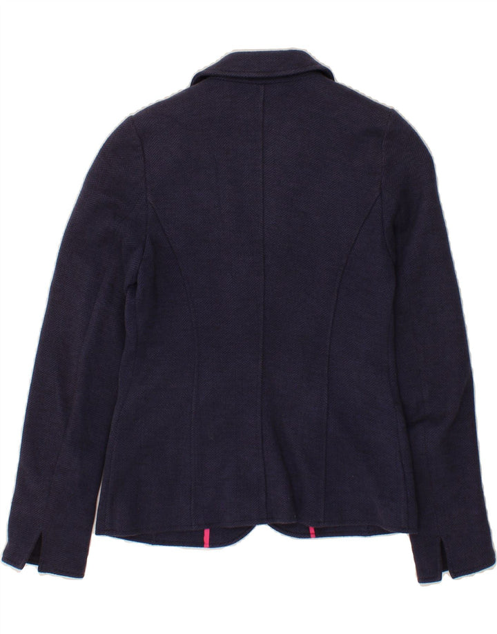 JOULES Womens 1 Button Blazer Jacket UK 8 Small  Navy Blue Herringbone Vintage Joules and Second-Hand Joules from Messina Hembry 
