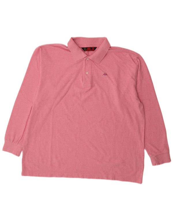 Polo Kappa da uomo a maniche lunghe vestibilità regolare 2XL cotone rosa