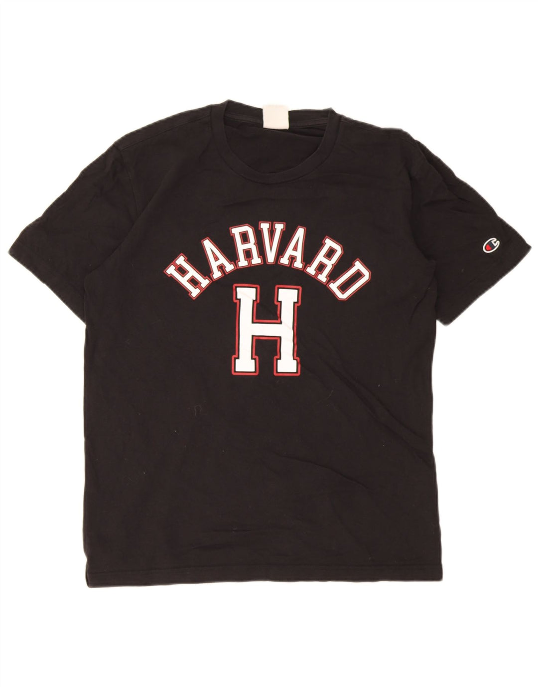 T-shirt grafica Champion da uomo Harvard, top in cotone nero medio