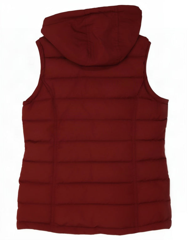 Crew Clothing Gilet imbottito con cappuccio da donna UK 10 piccolo poliestere bordeaux